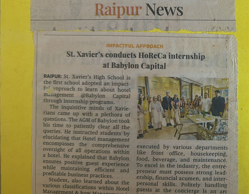 St. Xavier’s Conducts HoReCa internship at Babylon Capital
